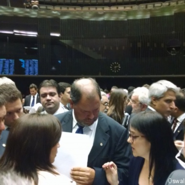 No centro da foto, o relator Alceu Moreira é orientado em plenário pela diretora do Grupo Farma Brasil, Adriana Diaféria (D) | Oswaldo Braga de Souza - ISA